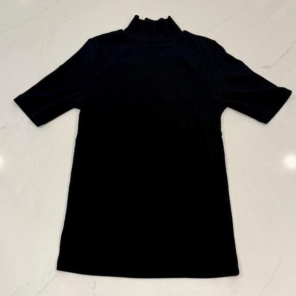 LOFT Ribbed Mock Neck Top Black - Picture 3 of 7